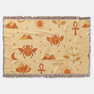 Couverture Motif Égyptien Bohème Terrien-Minimaliste Pharaoni