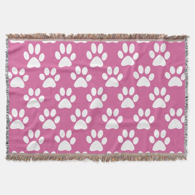 Couverture Motif empreinte de patte rose et blanc (Devant)