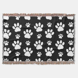 Couverture Motif, Empreintes de pattes, pattes de chien, noir