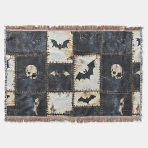 Couverture Motif en jean gothique grunge avec chauves-souris