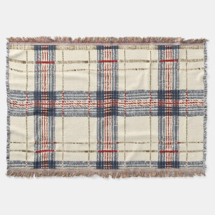 Couverture Motif en plaid beige et bleu