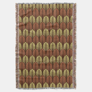 Couverture Motif en plumes Art déco, Brown foncé et rouille