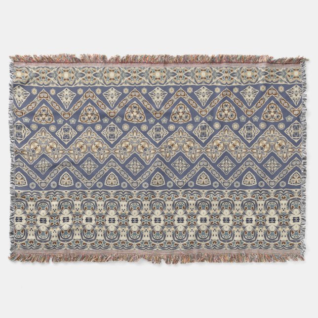 Couverture Motif ethnique de brun bleu (Devant)