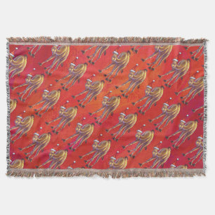 Couverture Motif Festif Camel En Rouge