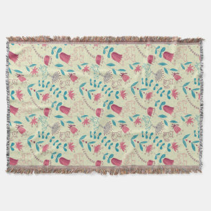 Couverture Motif floral avec des chats de bande dessinée