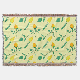Couverture Motif floral avec rose jaune et fleurs de tulipe