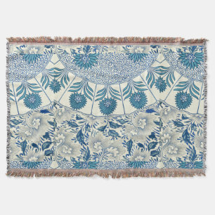 Couverture Motif Floral bleu Antique Design asiatique