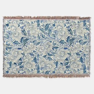 Couverture Motif Floral bleu Antique Design asiatique