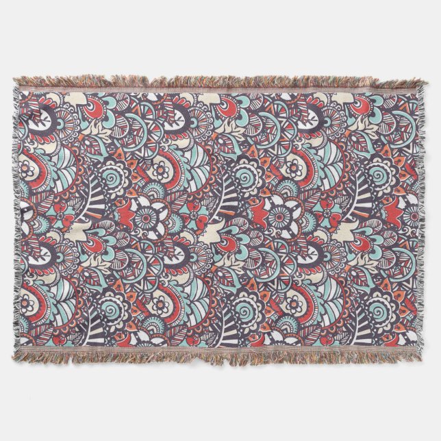 Couverture Motif floral de griffonnage de Paisley (Devant)