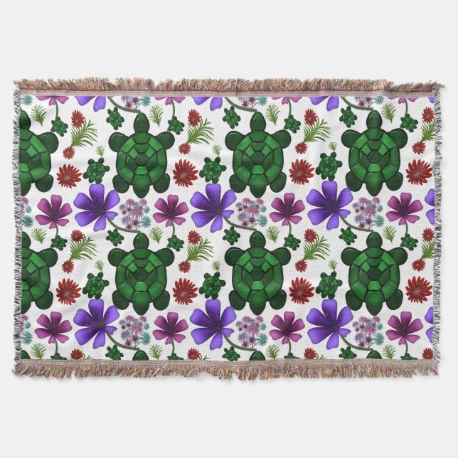 Couverture Motif floral de tortues  (Devant)