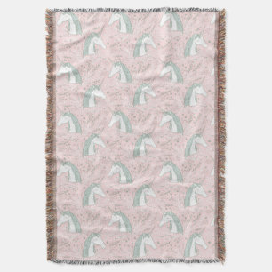 Couverture Motif floral doux de licorne