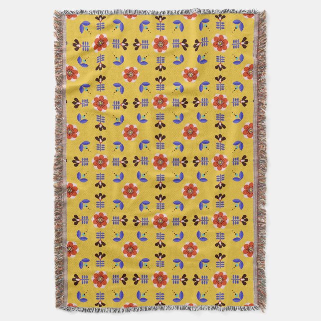 Couverture Motif floral géométrique de style scandinave (devant Vertical)