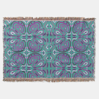 Couverture Motif floral violet féminin sur turquoise