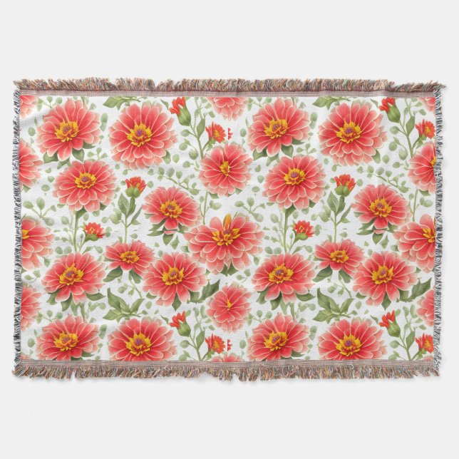 Couverture Motif floral Zinnia Fleurs (Devant)