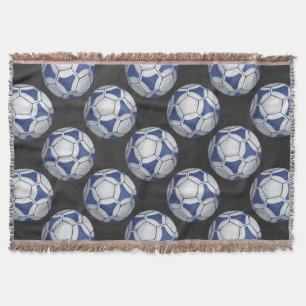 Couverture Motif Futbal bleu et blanc