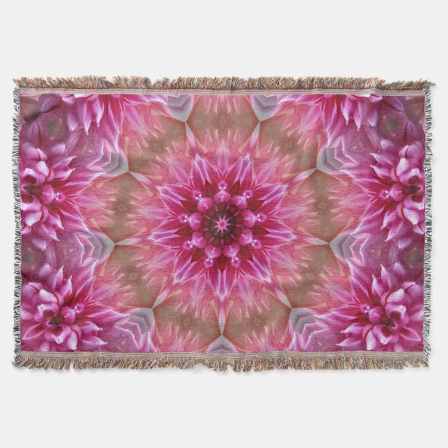 Couverture Motif géométrique à fleurs rose Mandala-67545 (Devant)