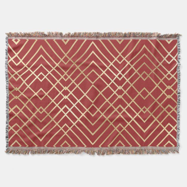 Couverture Motif géométrique Art déco rouge chinois moderne (Devant)