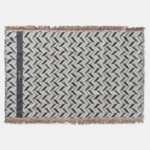 Couverture Motif géométrique chevron gris moderne monogramme