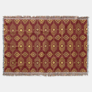 Couverture Motif géométrique de l'ikat ethnique rouge et or