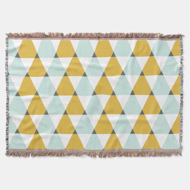 Couverture Motif géométrique moderne Mint Jaune Triangles (Devant)