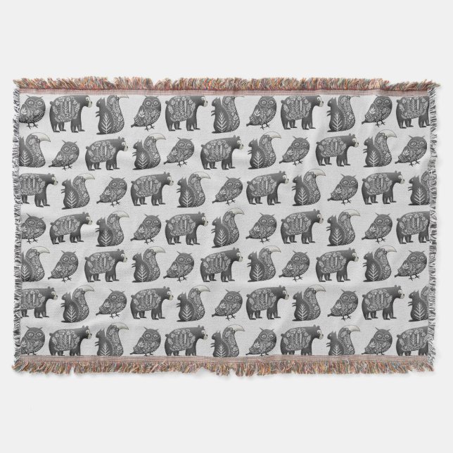 Couverture Motif gris d'art forestier scandinave (Devant)