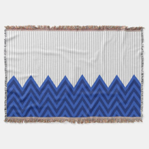Couverture Motif gris moderne de rayures de Chevron de bleu