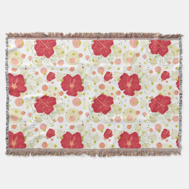 Couverture Motif Hibiscus tiré à la main (Devant)