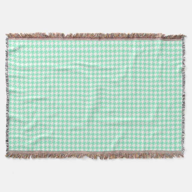Couverture Motif Houndstooth Pepita White Mint classique (Devant)