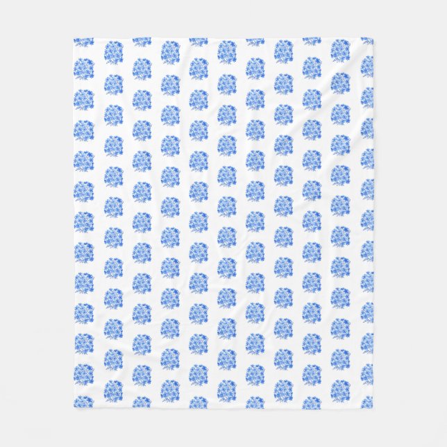 Couverture motif hydrangée bleue et blanche (Devant)