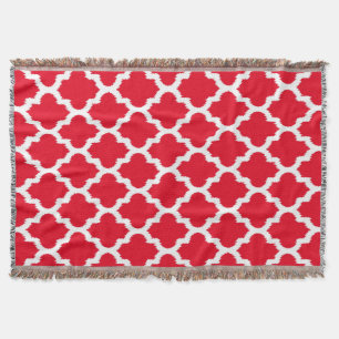 Couverture Motif Ikat Quatrefoil rouge et blanc