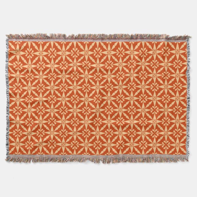 Couverture Motif Ikat Star - Mandarin Orange (Devant)