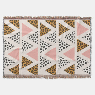Couverture Motif Léopard Chic et Triangle Rose