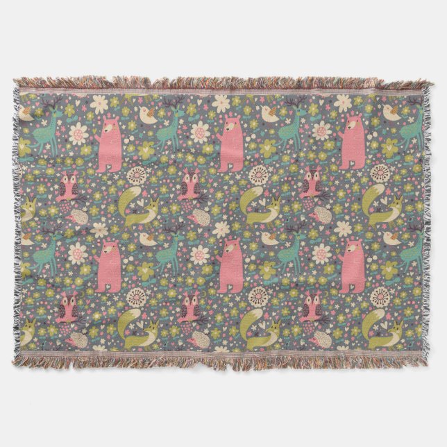 Couverture Motif mignon d'animaux de forêt (Devant)