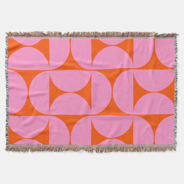 Couverture Motif Moderne Du Milieu Du Siècle Préppant Rose Et (Devant)