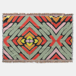 Couverture Motif noir rouge vert sud-ouest artistique