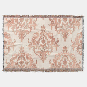 Couverture Motif ornemental aquarelle damassé pêche chaud