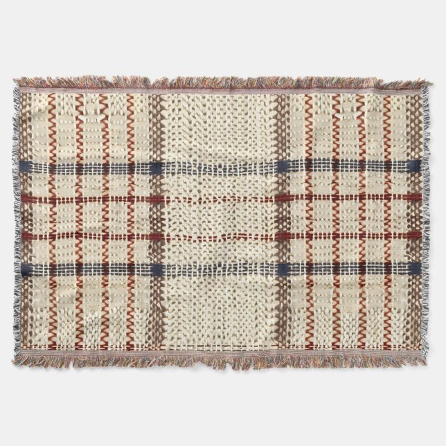 Couverture Motif Plaid bleu et beige rustique (Devant)