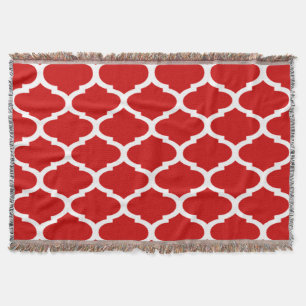 Couverture Motif Quatrefoil rouge et blanc