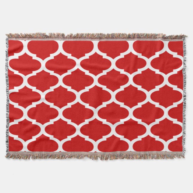 Couverture Motif Quatrefoil rouge et blanc (Devant)