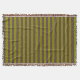 Couverture Motif rayé en brun chocolat et vert olive