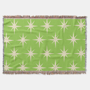 Couverture Motif Retro Atomic Stars sur Lime Green