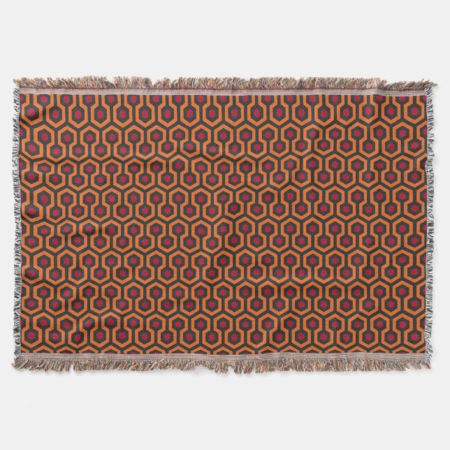 Couverture Motif rétro moderne orange rouge Brown Hexagon (Devant)