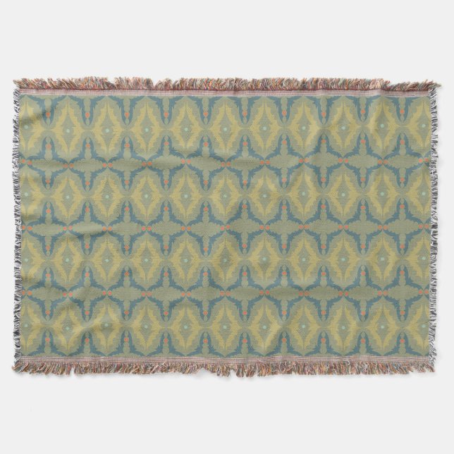 Couverture Motif Rétro Vintage Verdâtre (Devant)