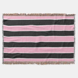 Couverture Motif rose et noir de rayures de point de polka