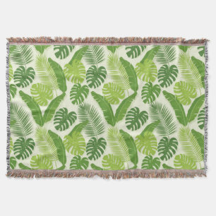 Couverture Motif sans couture de feuilles tropicales & Monste
