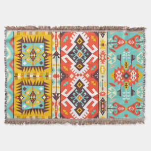 Couverture Motif sans couture de mode colorée aztèque