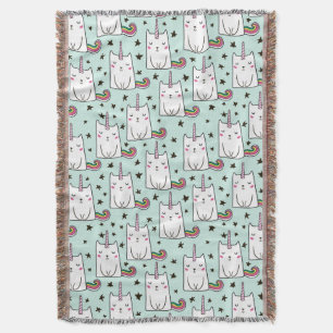Couverture Motif tiré par la main mignon de chat de licorne