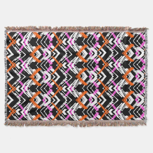 Couverture Motif tiré par la main noir, orange, et rose de (Devant)