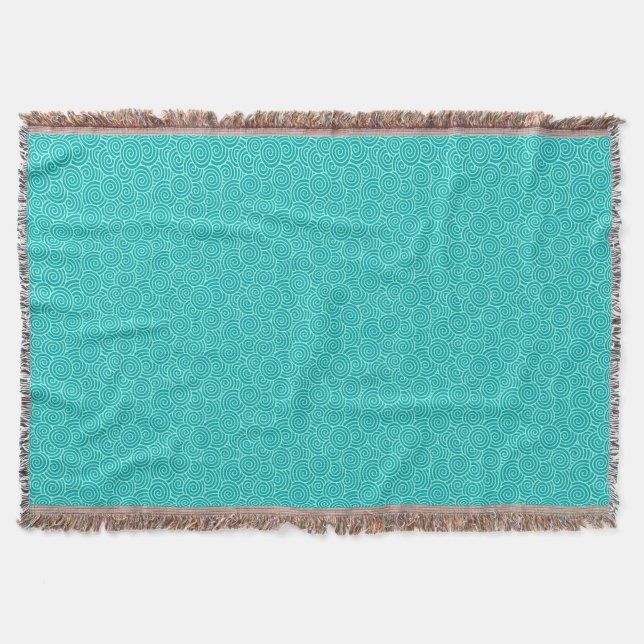 Couverture Motif tourbillon japonais - turquoise et aqua (Devant)