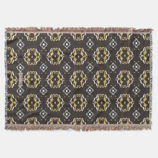 Couverture motif tribal de l'ikat jaune chic (Devant)